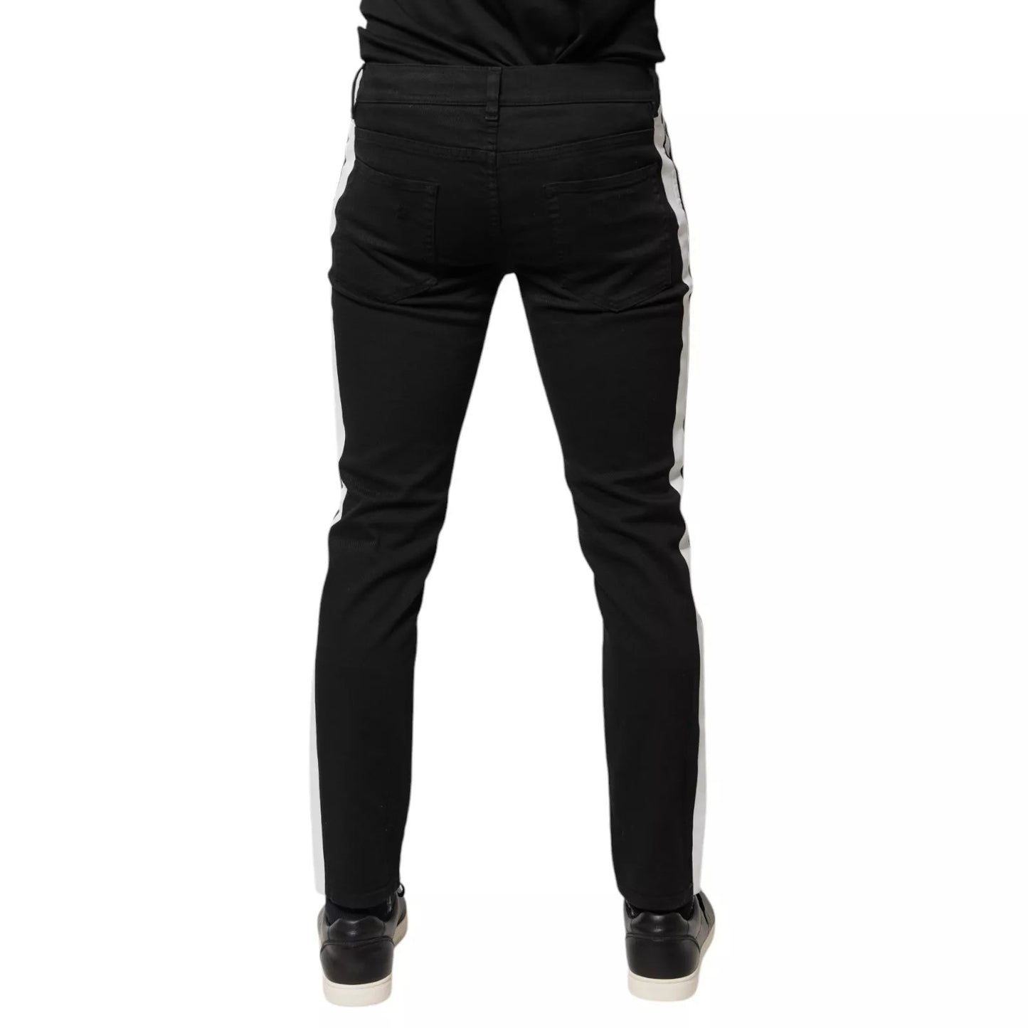 Dolce &amp; Gabbana – Schwarze, zerfetzte Skinny-Jeans mit weißem Futter