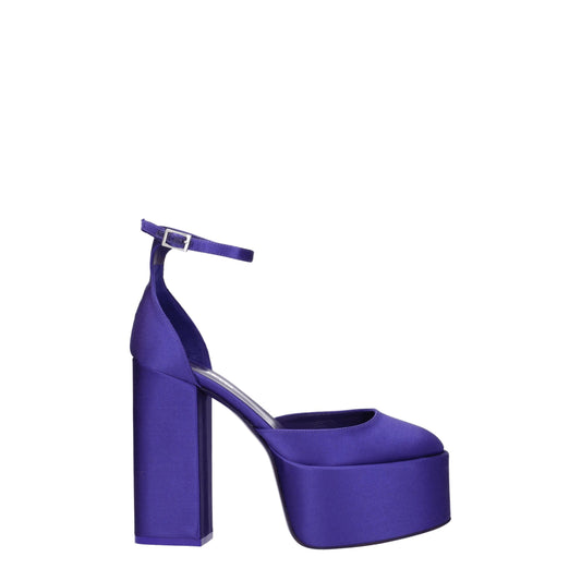 Paris Texas Purple Satin Platform Sandals