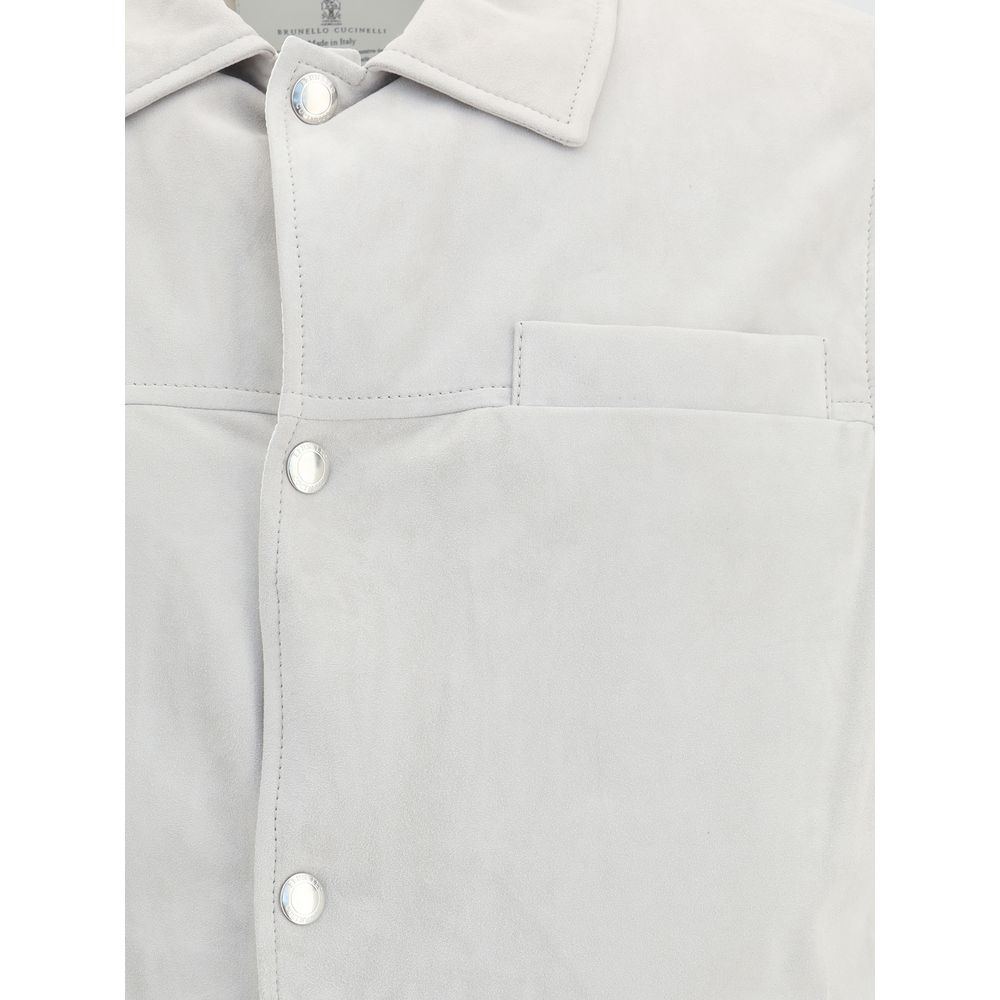 Brunello Cucinelli Graue Lederjacke