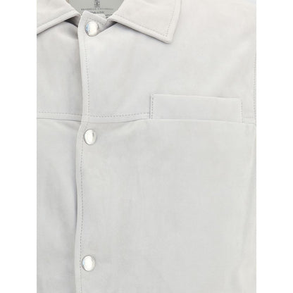 Brunello Cucinelli Graue Lederjacke