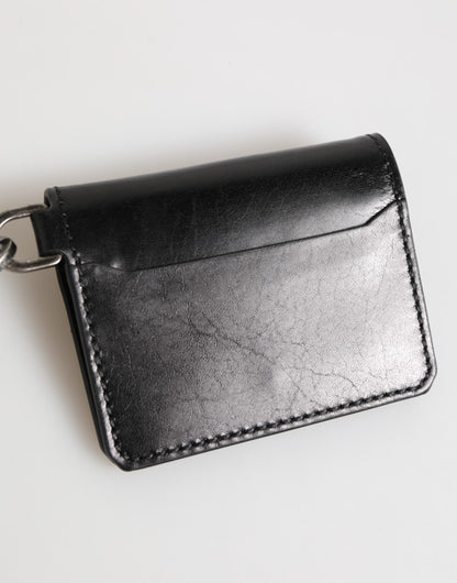 Dolce &amp; Gabbana Geldbörse – Schwarzes Leder mit Logoprägung, Schlüsselanhänger, Kartenetui