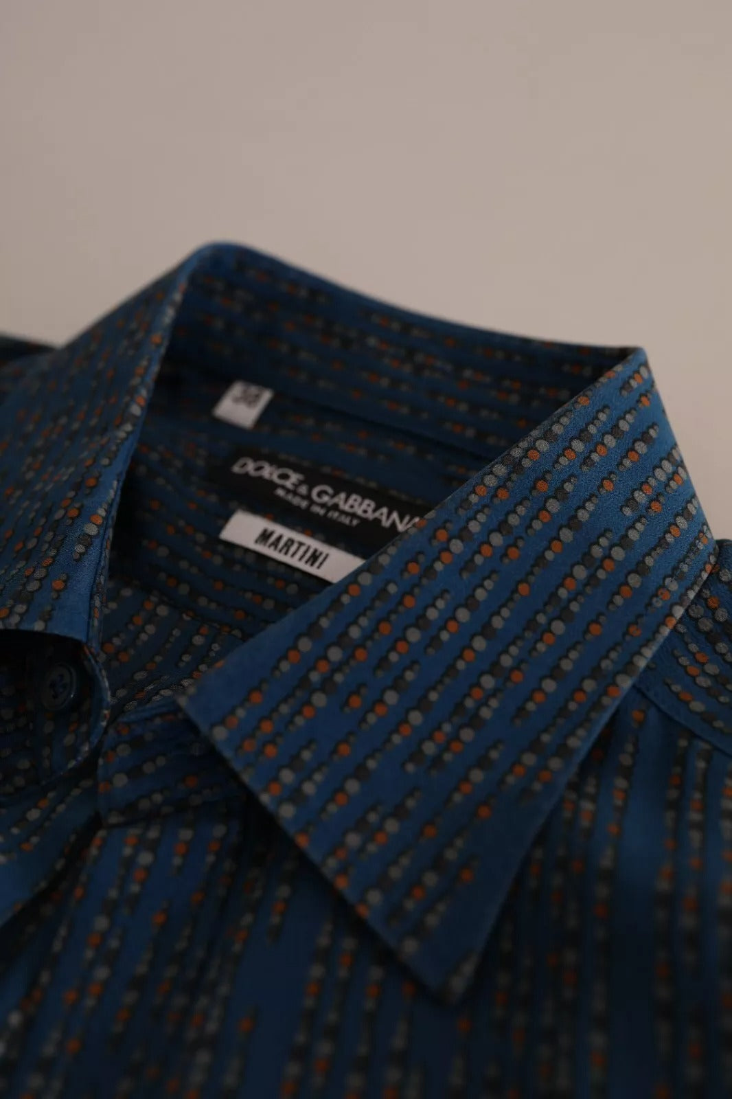 Dolce &amp; Gabbana – Blaues MARTINI-Seidenhemd mit schmaler Passform und langen Ärmeln