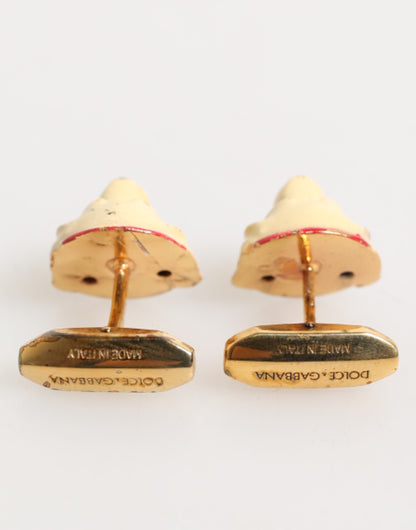 Dolce &amp; Gabbana Manschettenknopf aus Messing in Goldtönen mit Hundewelpen-Motiv für Herren