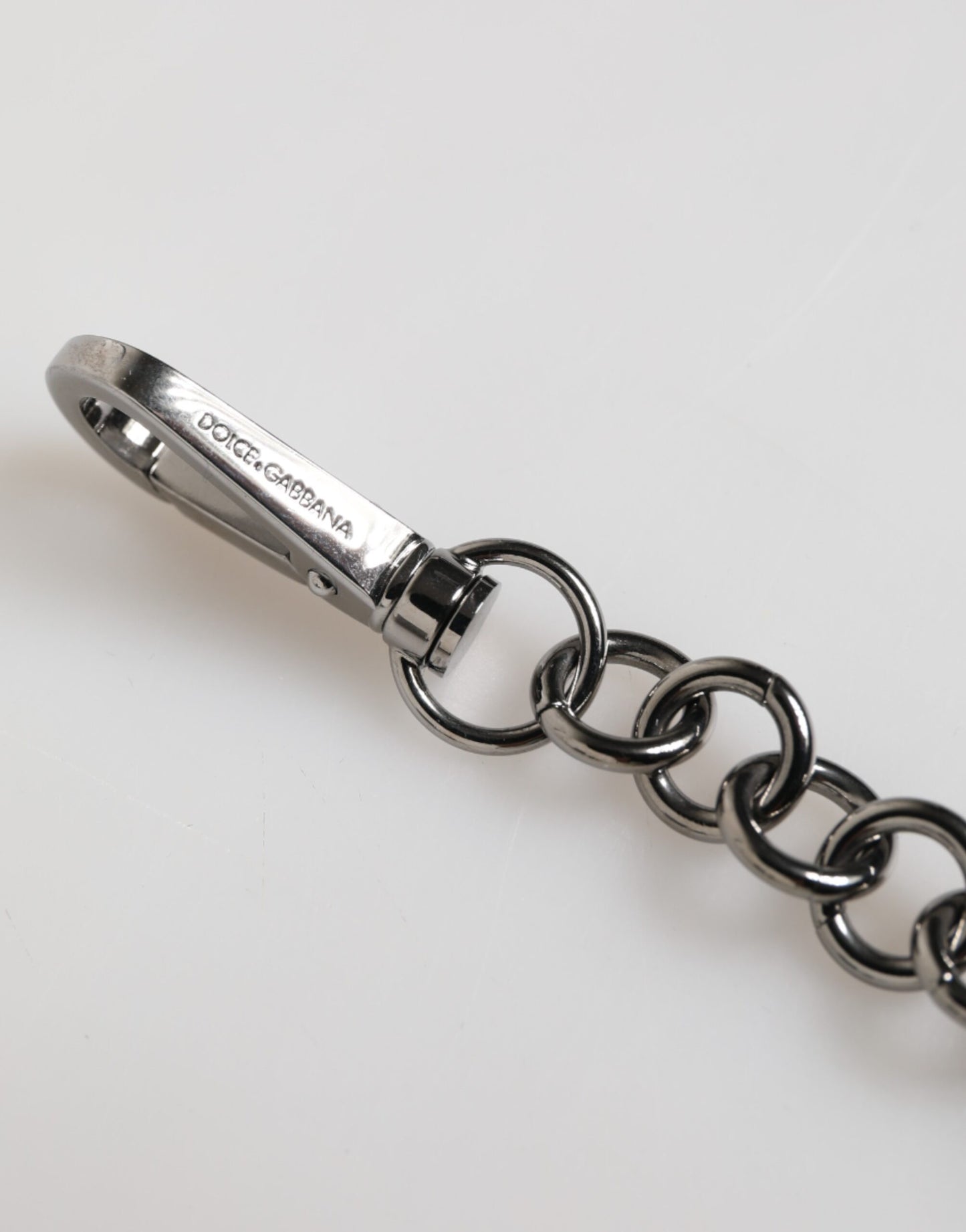 Dolce &amp; Gabbana Blau Gelb DG Gummi Logo Silber Männer Schlüsselanhänger Schlüsselanhänger