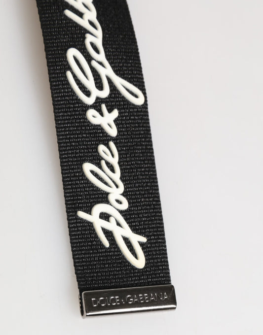 Dolce & Gabbana Schwarz Weiß Polyester DG Logo Silber Männer Schlüsselanhänger Schlüsselanhänger