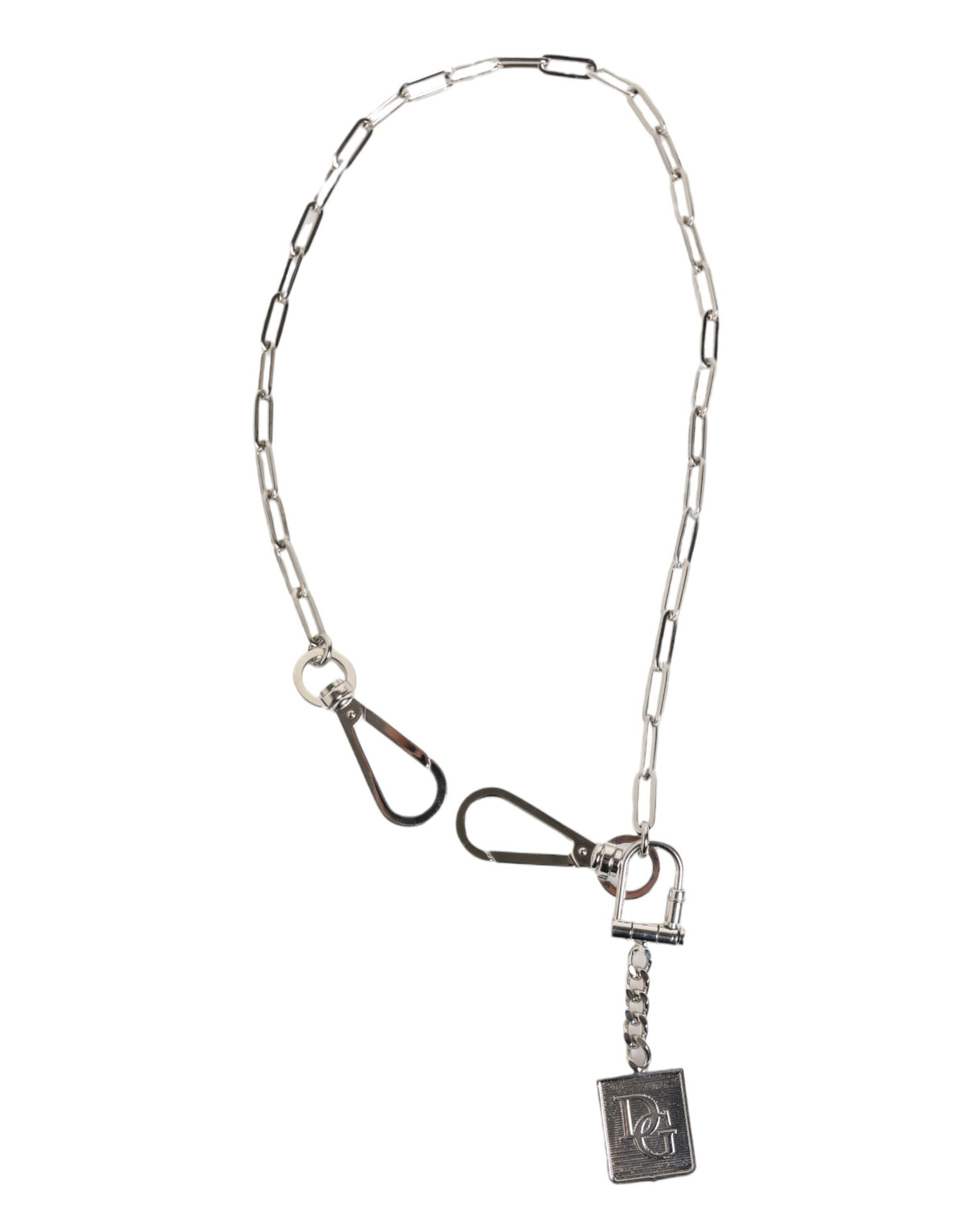 Dolce &amp; Gabbana Silberfarbene Metallkette mit DG-Logo-Anhänger für Herren