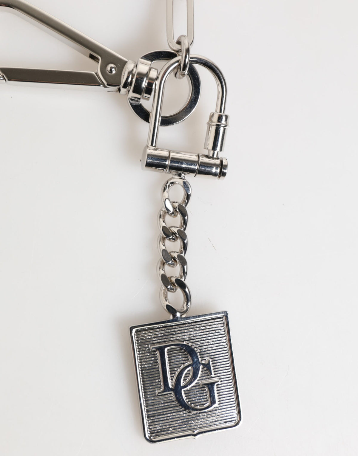 Dolce &amp; Gabbana Silberfarbene Metallkette mit DG-Logo-Anhänger für Herren