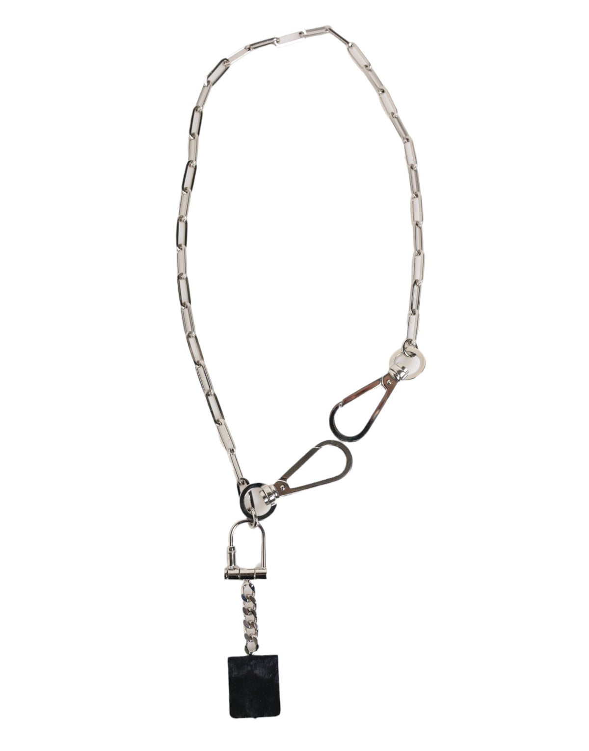 Dolce &amp; Gabbana Silberfarbene Metallkette mit DG-Logo-Anhänger für Herren