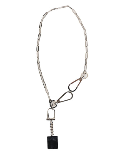 Dolce &amp; Gabbana Silberfarbene Metallkette mit DG-Logo-Anhänger für Herren