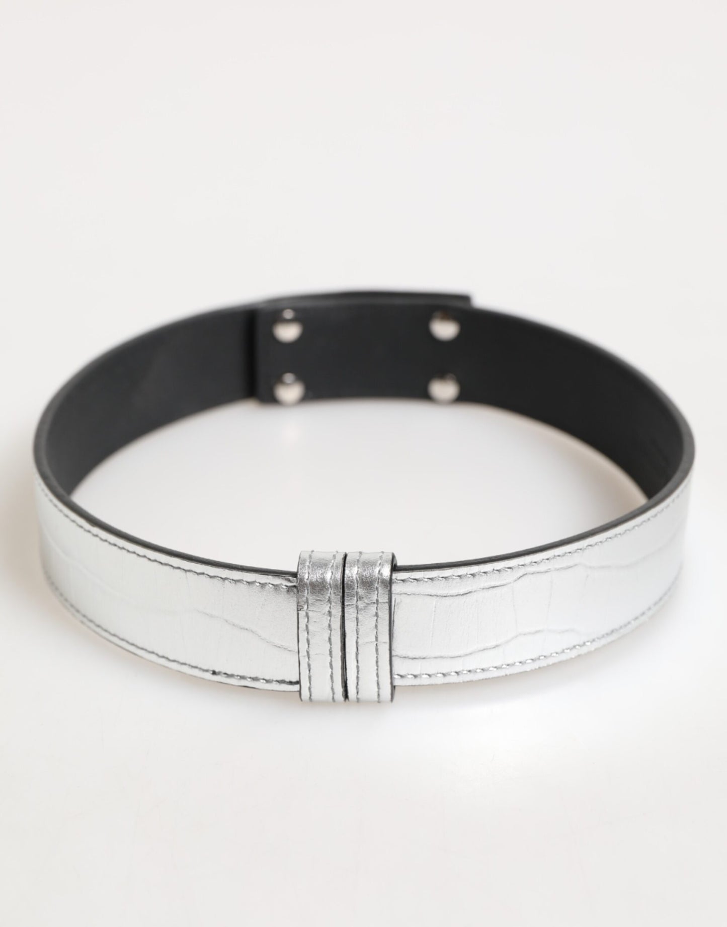 Dolce &amp; Gabbana Halsband aus strukturiertem Leder in Silber und Gold