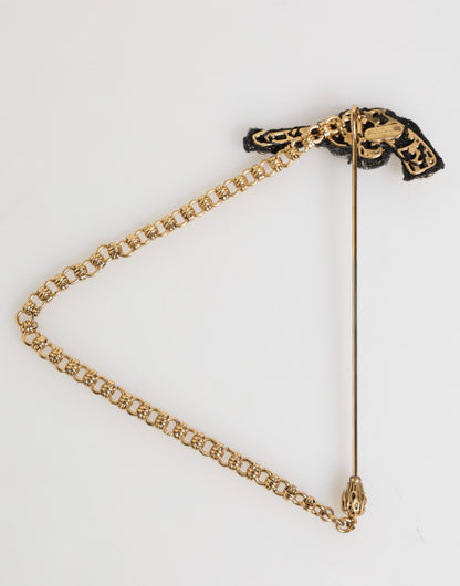 Dolce &amp; Gabbana Reversnadel Messing Kupfer Revolver Herren Accessoires Brosche