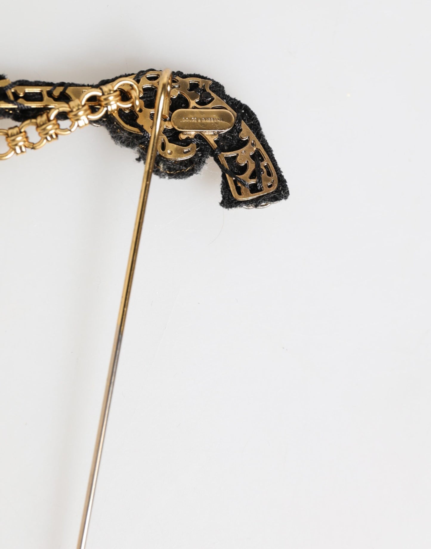 Dolce &amp; Gabbana Reversnadel Messing Kupfer Revolver Herren Accessoires Brosche