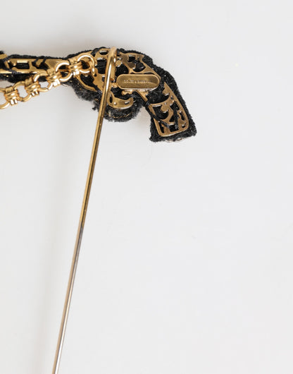 Dolce &amp; Gabbana Reversnadel Messing Kupfer Revolver Herren Accessoires Brosche