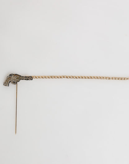 Dolce &amp; Gabbana Reversnadel Messing Kupfer Revolver Herren Accessoires Brosche