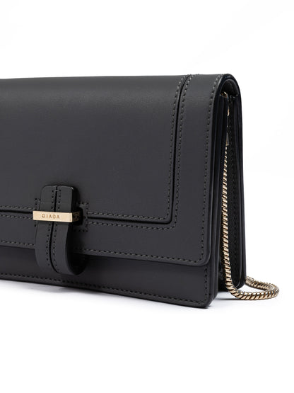 Giada Dark Grey Leather Clutch Bag