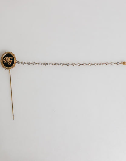Dolce &amp; Gabbana Anstecknadel DG Logo Goldkette Herren Accessoires Brosche
