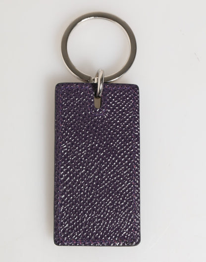 Dolce &amp; Gabbana Violett Leder Logo Metall Ring Männer Schlüsselanhänger Schlüsselanhänger