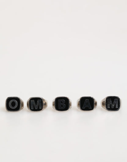 Dolce &amp; Gabbana – Silberfarbenes Messing-Schriftzug-Set, 5-teilig, verstellbarer Ring