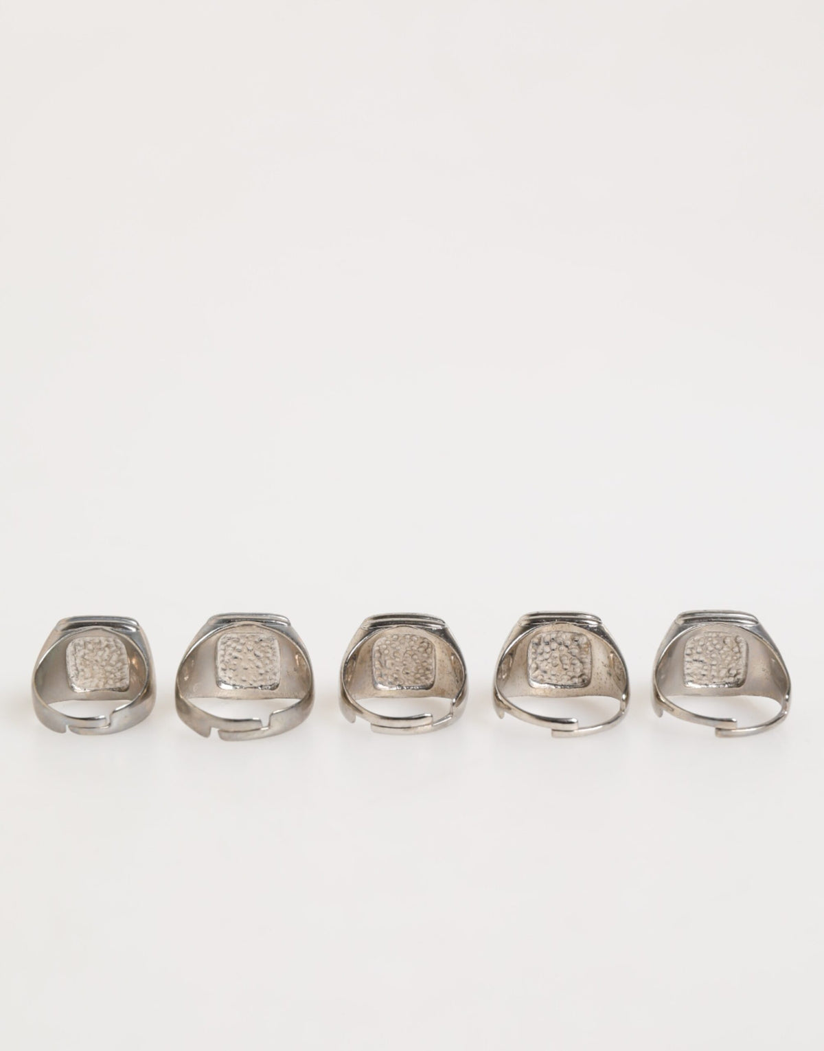 Dolce &amp; Gabbana – Silberfarbenes Messing-Schriftzug-Set, 5-teilig, verstellbarer Ring