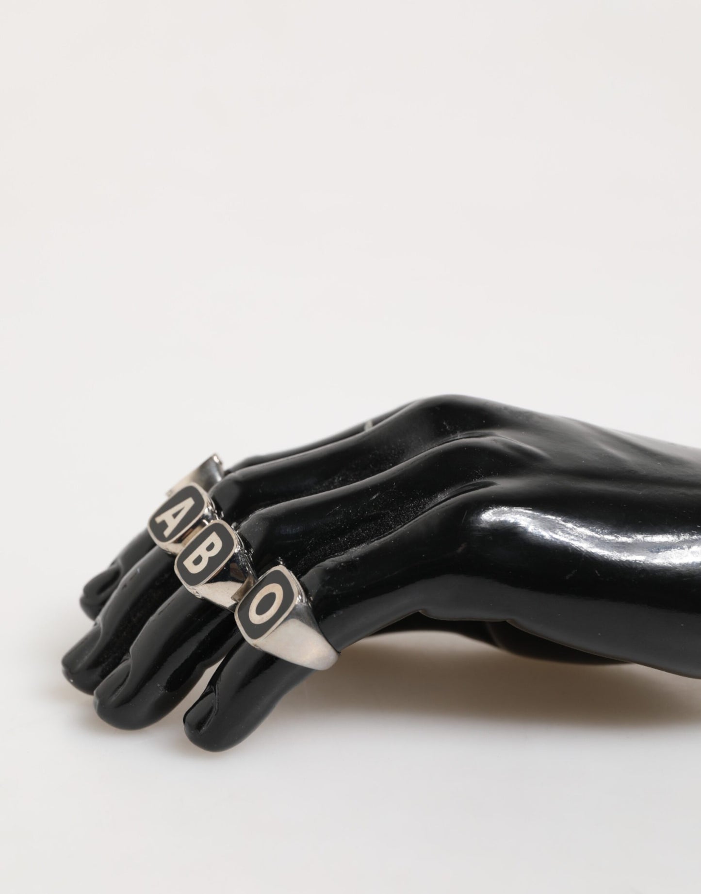 Dolce &amp; Gabbana – Silberfarbenes Messing-Schriftzug-Set, 5-teilig, verstellbarer Ring