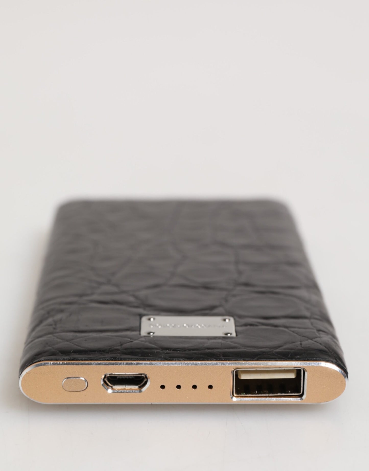 Dolce &amp; Gabbana – Exotisches Powerbank-Ladegerät mit 3000 mAh und schwarzem Lederprägung, USB