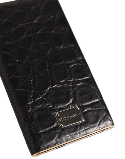 Dolce &amp; Gabbana – Schwarzes, geprägtes Exotikleder, 3000 mAh, USB-Ladegerät