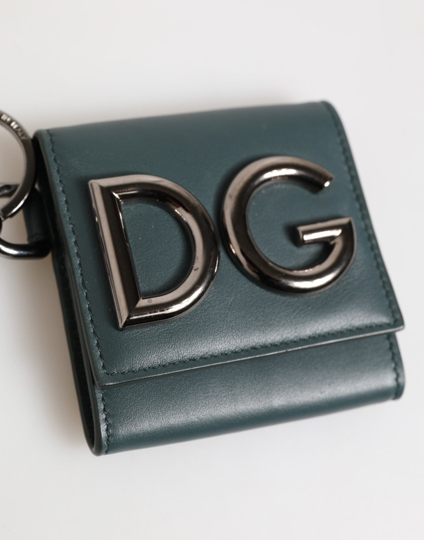 Dolce &amp; Gabbana Dunkelgrünes Leder-Geldbörse mit DG-Logo