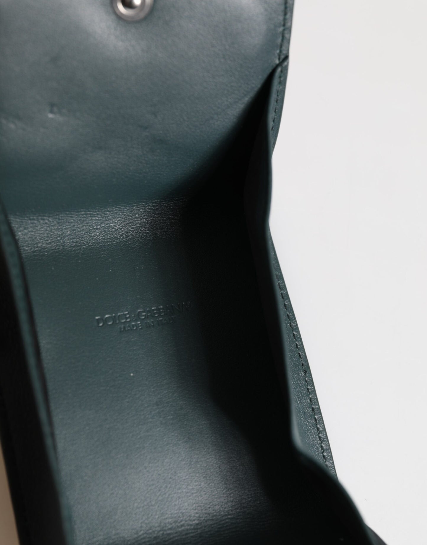 Dolce &amp; Gabbana Dunkelgrünes Leder-Geldbörse mit DG-Logo