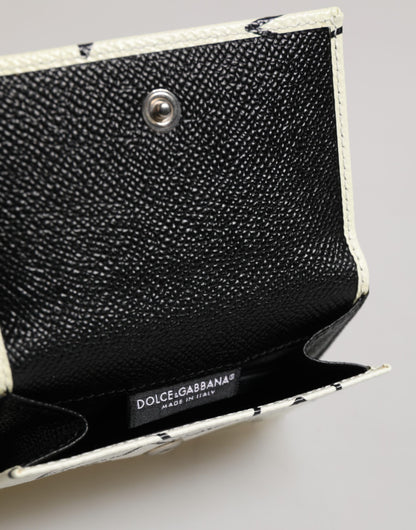 Dolce &amp; Gabbana, dreifach faltbares Kartenetui aus weißem Leder mit DG-Stern-Print