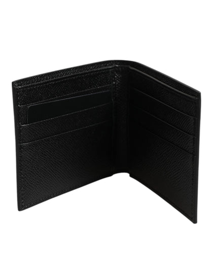 Dolce &amp; Gabbana Weißes Leder DG Star Logo Bifold Herren Kartenetui