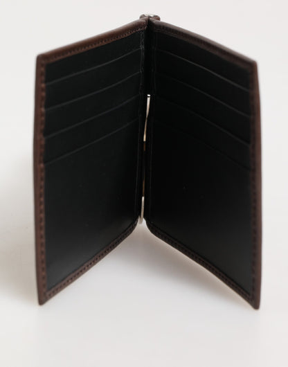 Dolce &amp; Gabbana – Braune Lederbrieftasche mit DG-Logogravur und zweifach faltbarem Kartenetui