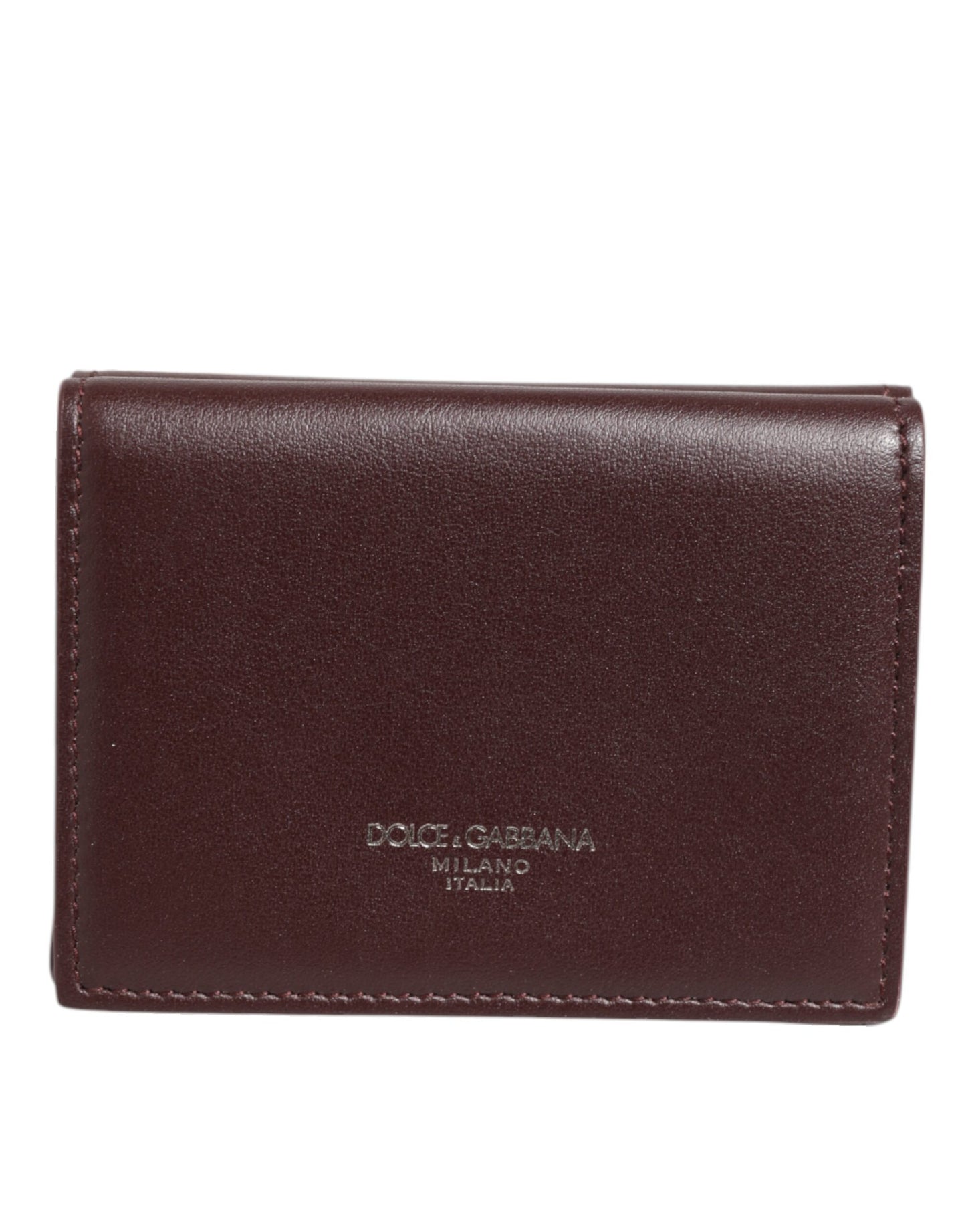 Dolce &amp; Gabbana Leder geprägtes Logo Trifold Herren Kartenetui Dunkelbraun