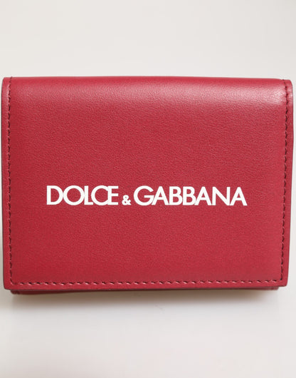 Dolce &amp; Gabbana – Dreifach faltbares Kartenetui aus rotem Leder mit auffälligem Logo-Print