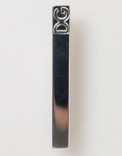 Dolce &amp; Gabbana Silberfarbenes Messing-Logo für Herren, Accessoire, Krawattenklammer