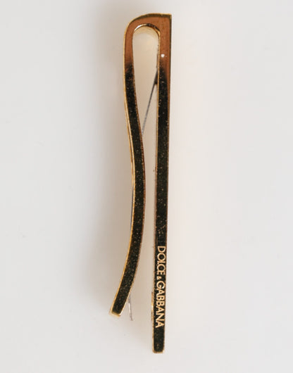 Dolce &amp; Gabbana Goldfarbenes Messing-Logo für Herren, Accessoire, Krawattenklammer