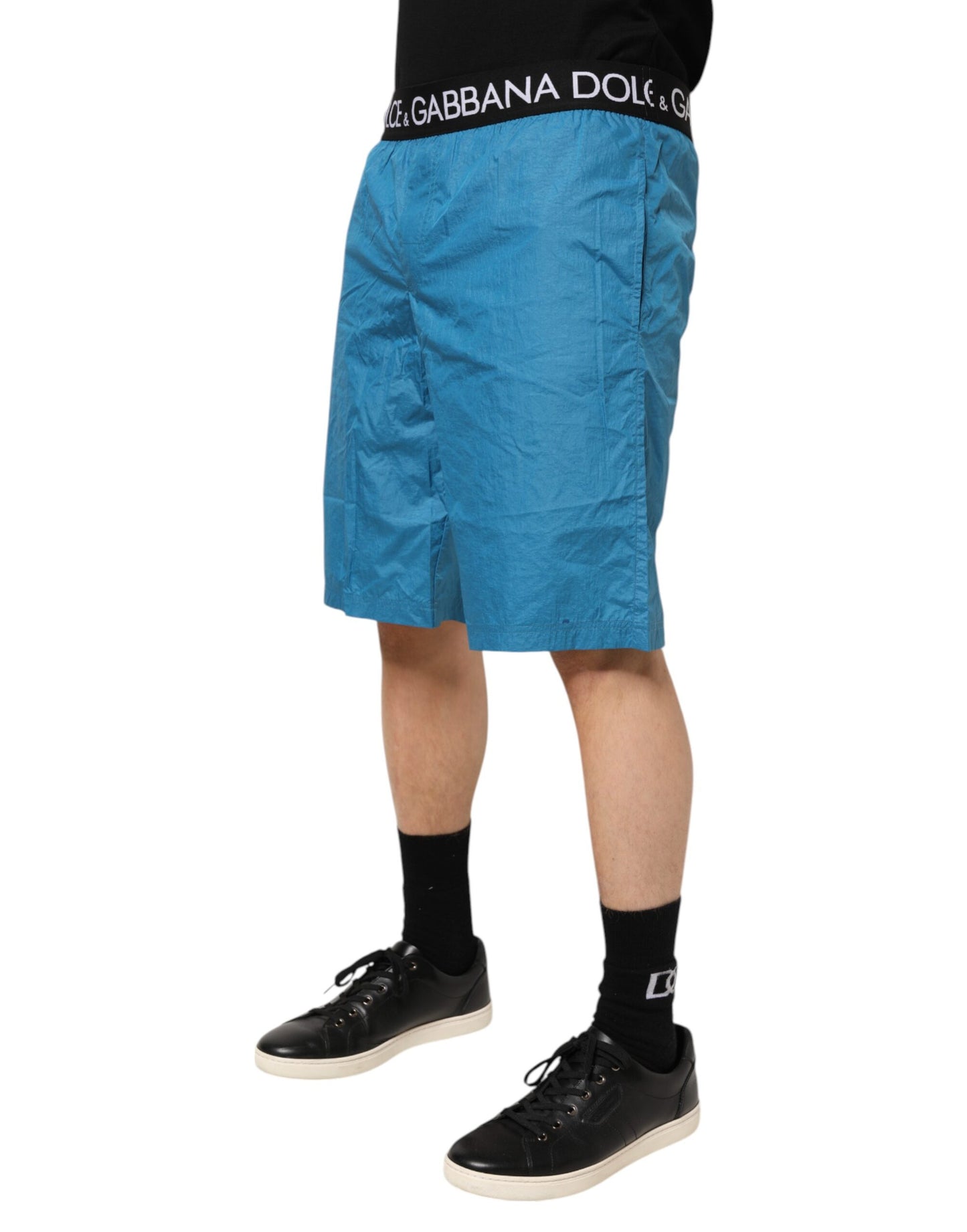 Dolce &amp; Gabbana – Blaue Strandshorts mit Logobund