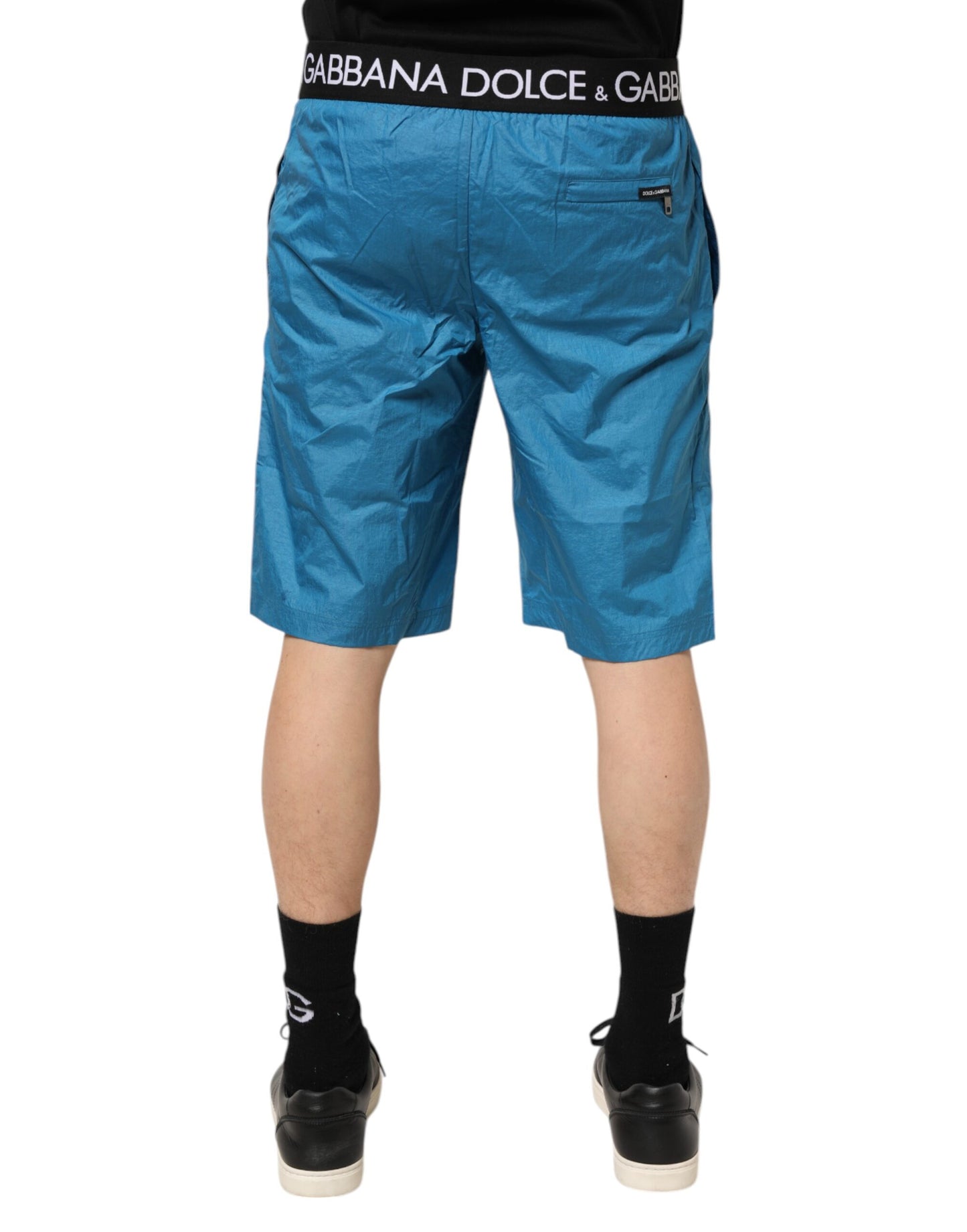 Dolce &amp; Gabbana – Blaue Strandshorts mit Logobund