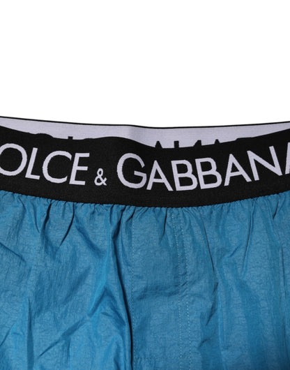 Dolce &amp; Gabbana – Blaue Strandshorts mit Logobund