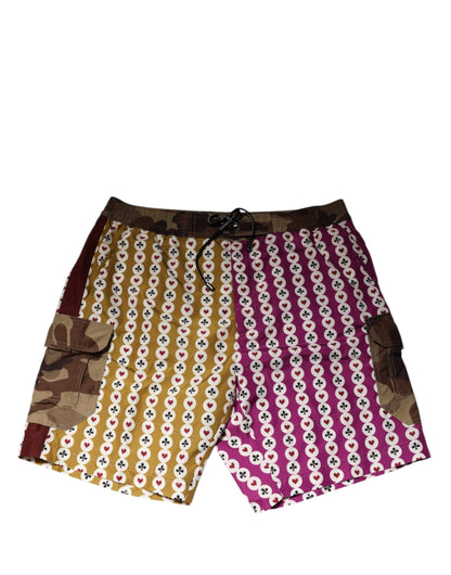 Dolce &amp; Gabbana – Mehrfarbige Shorts mit Spielkarten-Camouflage