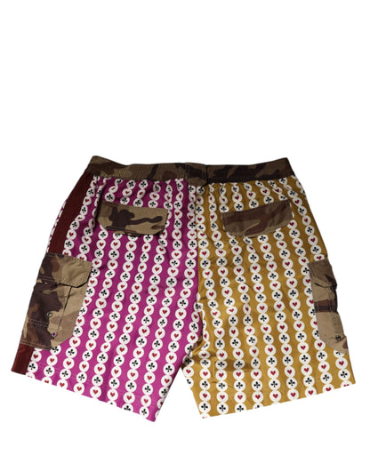 Dolce &amp; Gabbana – Mehrfarbige Shorts mit Spielkarten-Camouflage