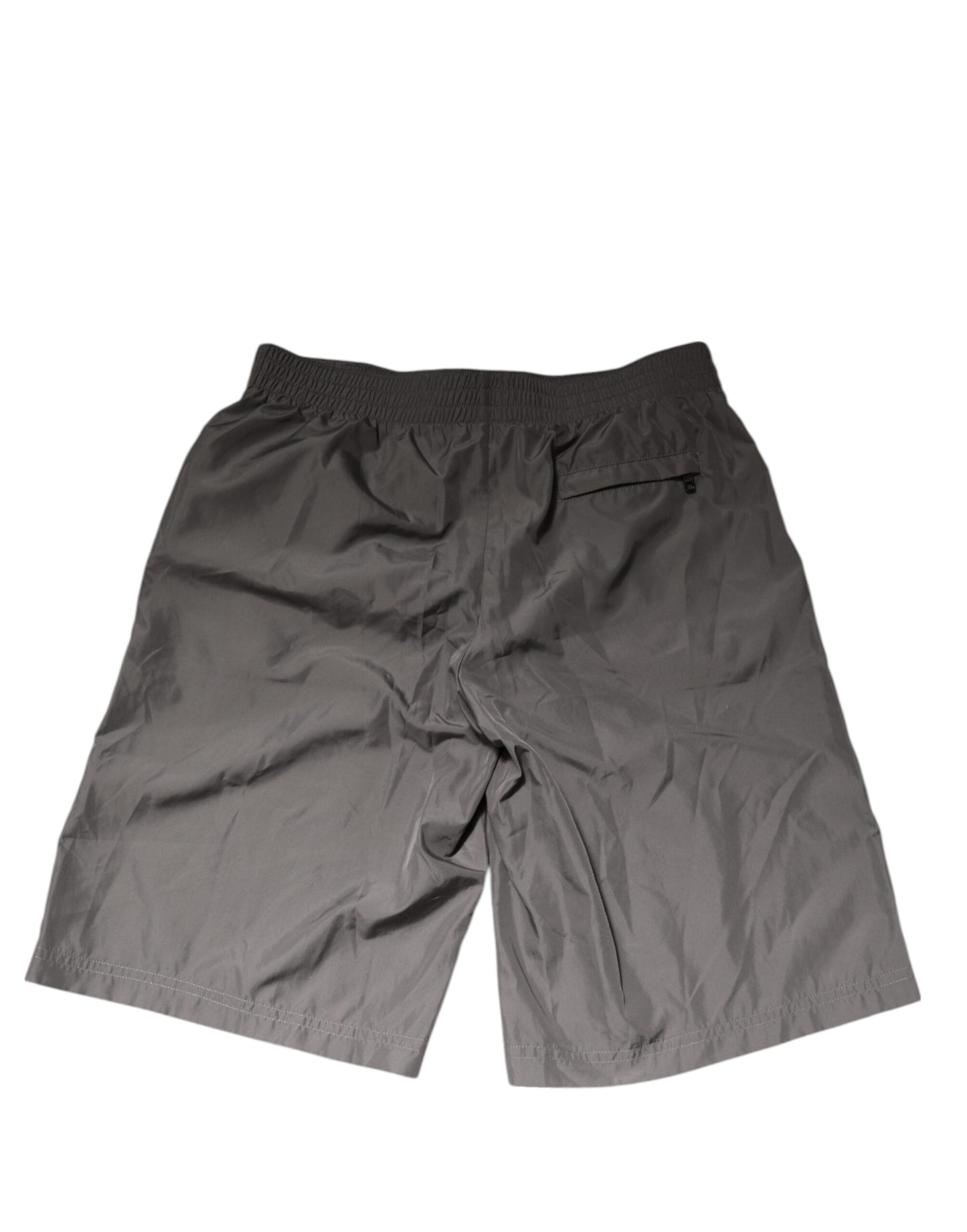 Dolce &amp; Gabbana Hellgraue Nylon-Shorts mit elastischer Taille