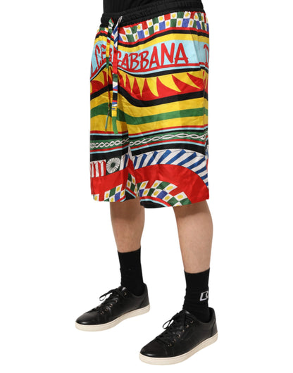 Dolce &amp; Gabbana Mehrfarbige sizilianische Carretto-Shorts Bademode
