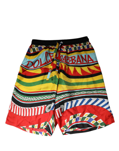 Dolce &amp; Gabbana Mehrfarbige sizilianische Carretto-Shorts Bademode