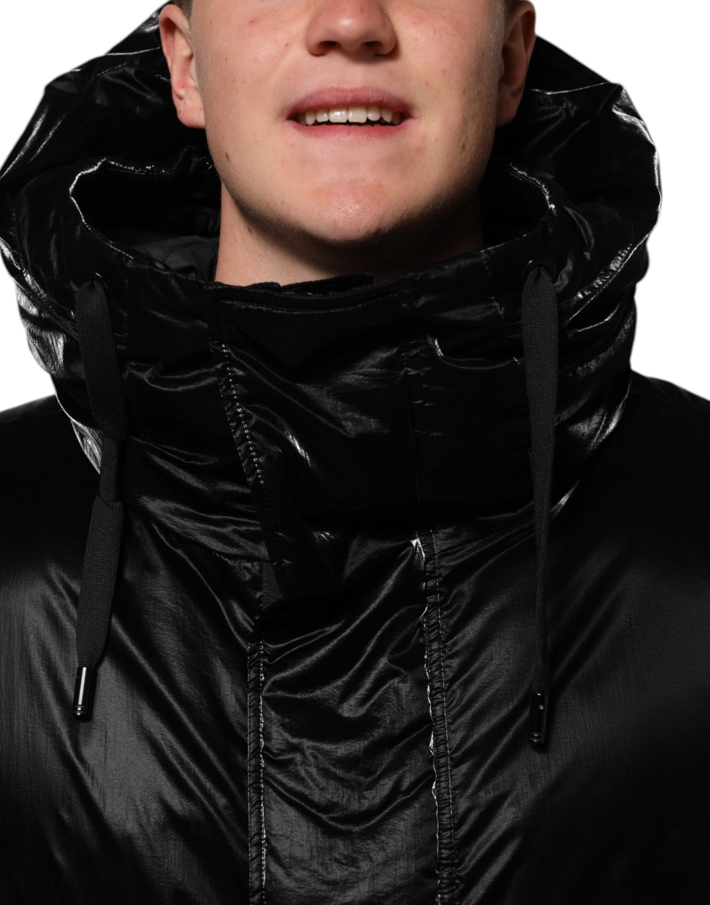 Dolce &amp; Gabbana – Schwarze Steppjacke mit durchgehendem Reißverschluss und Kapuze