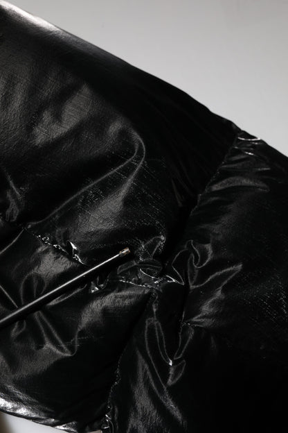 Dolce &amp; Gabbana – Schwarze Steppjacke mit durchgehendem Reißverschluss und Kapuze