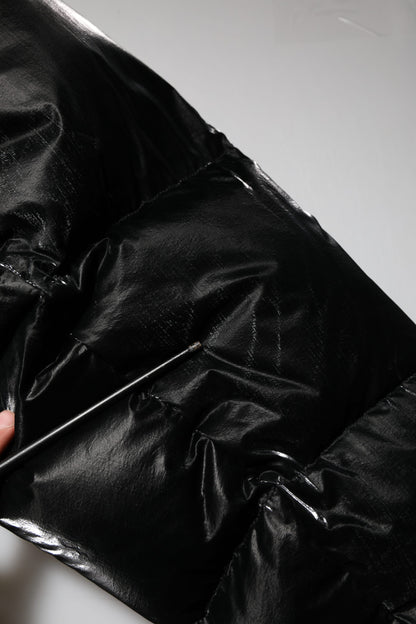 Dolce &amp; Gabbana – Schwarze Steppjacke mit durchgehendem Reißverschluss und Kapuze