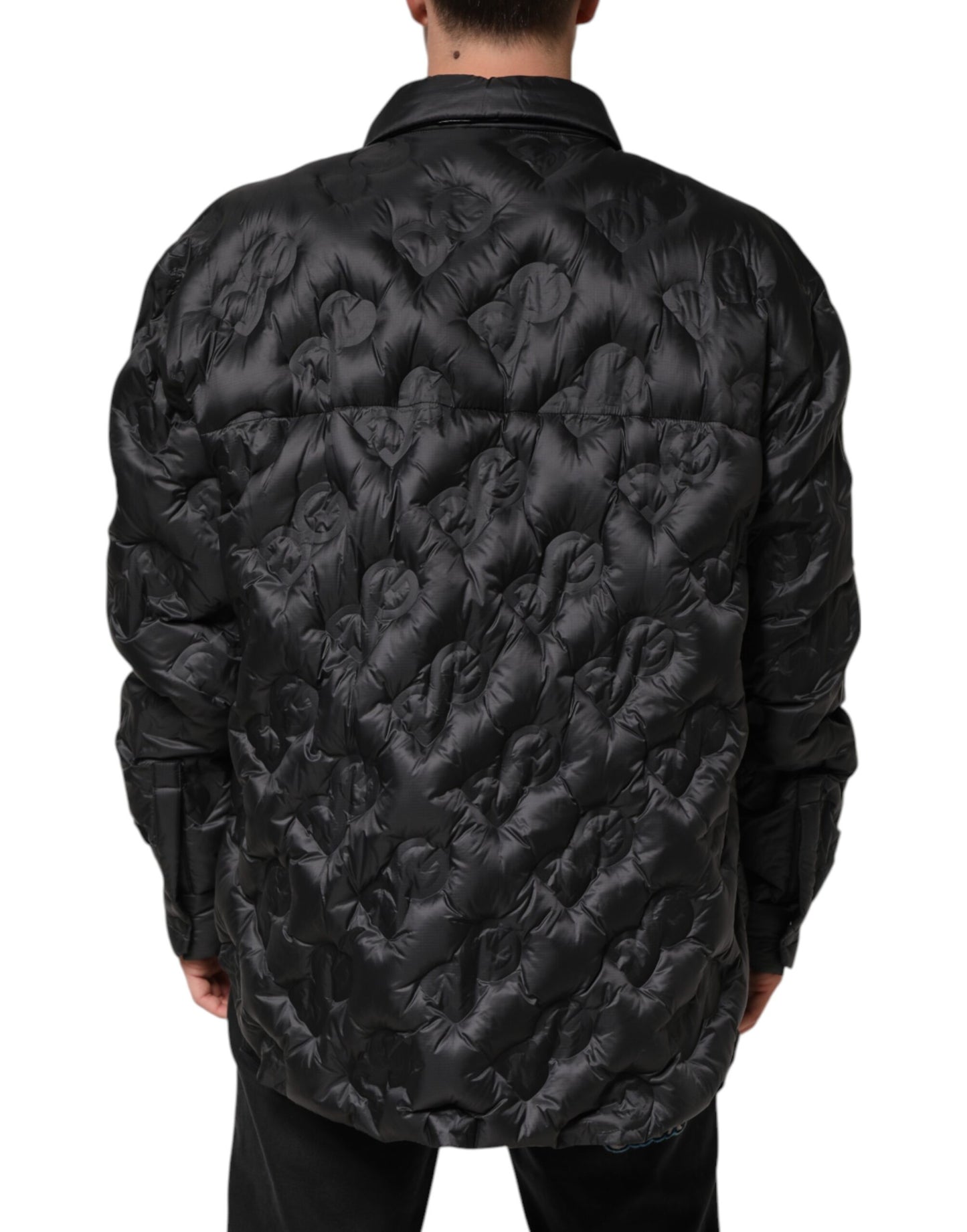 Dolce &amp; Gabbana – Schwarze, gesteppte Pufferjacke aus Nylon mit DG-Logo