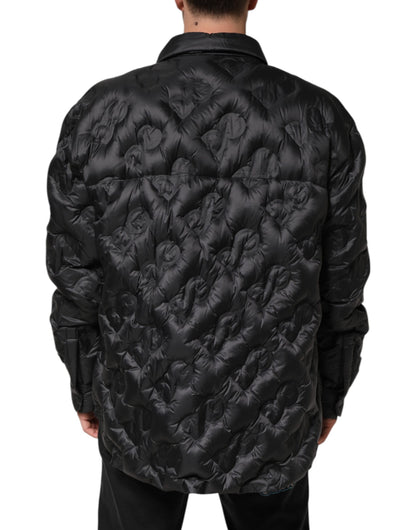 Dolce &amp; Gabbana – Schwarze, gesteppte Pufferjacke aus Nylon mit DG-Logo