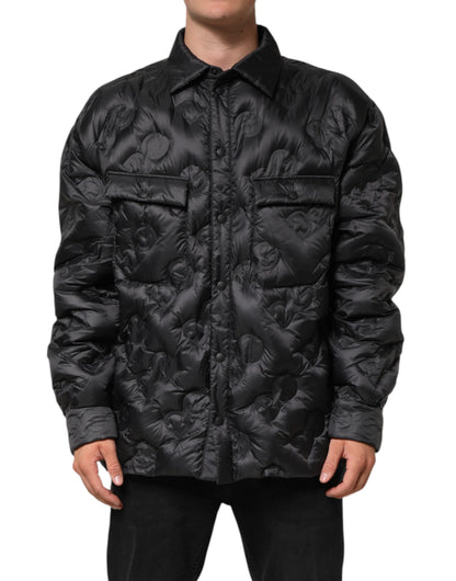 Dolce &amp; Gabbana – Schwarze, gesteppte Pufferjacke aus Nylon mit DG-Logo