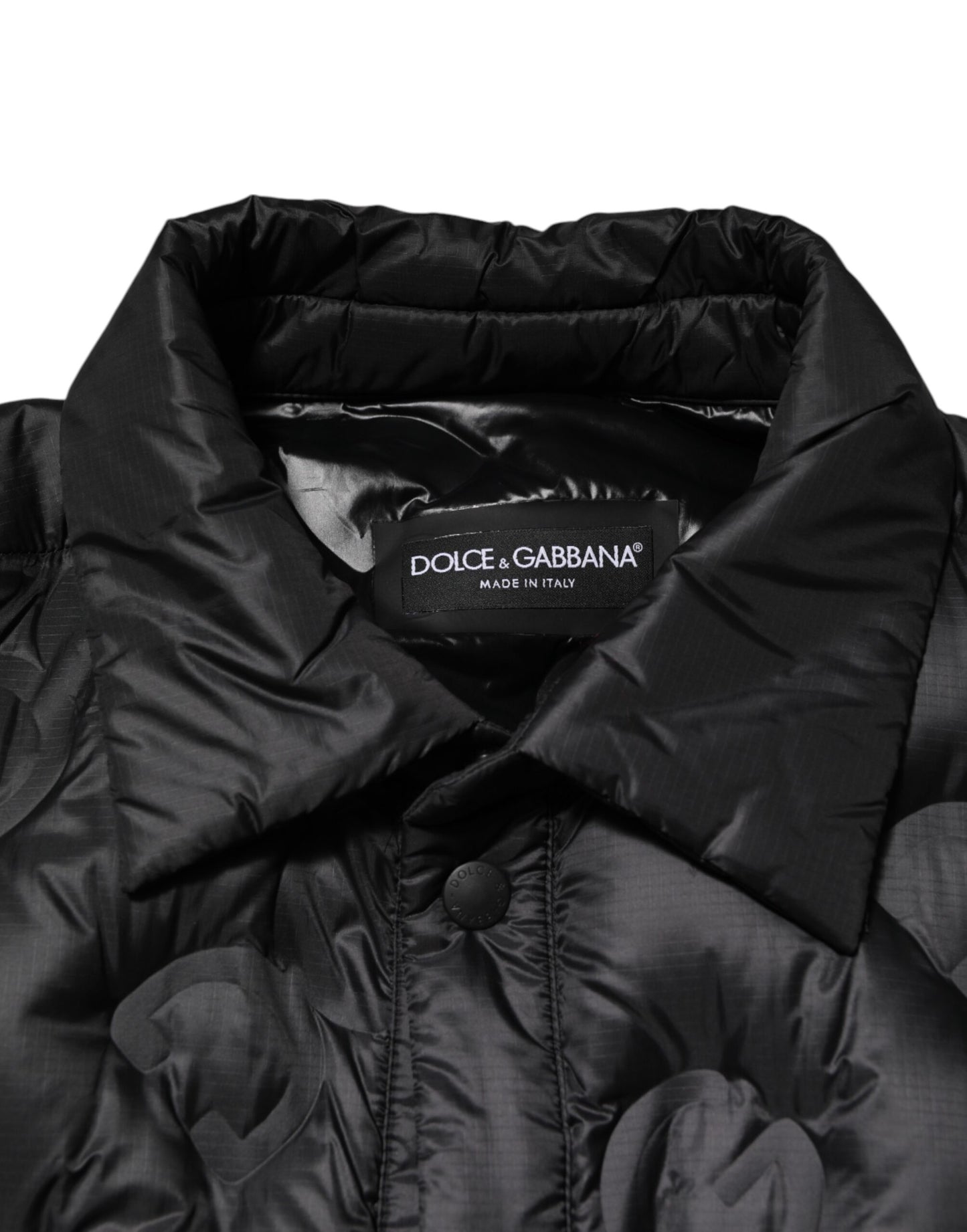 Dolce &amp; Gabbana – Schwarze, gesteppte Pufferjacke aus Nylon mit DG-Logo